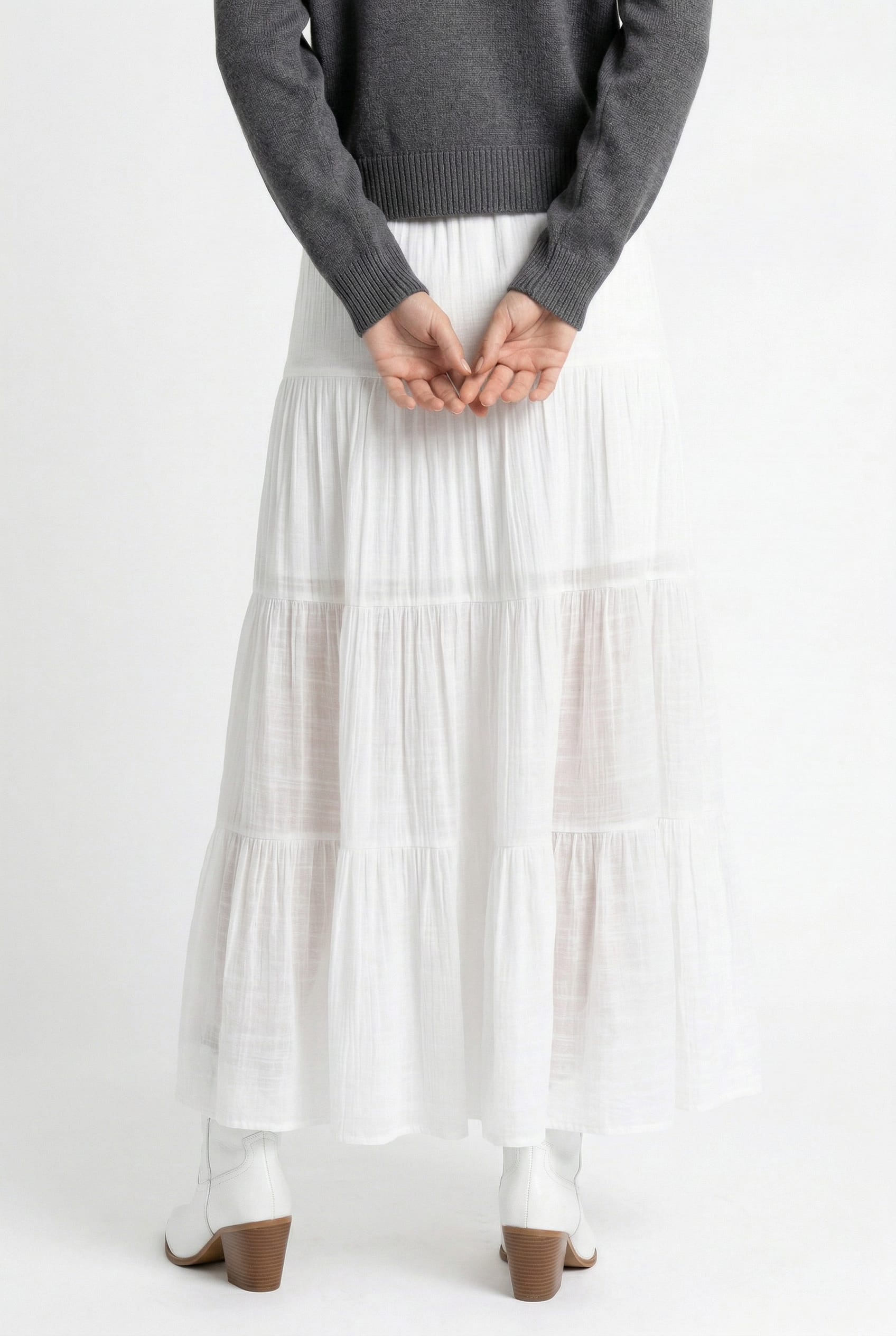 White Tiered Maxi Skirt