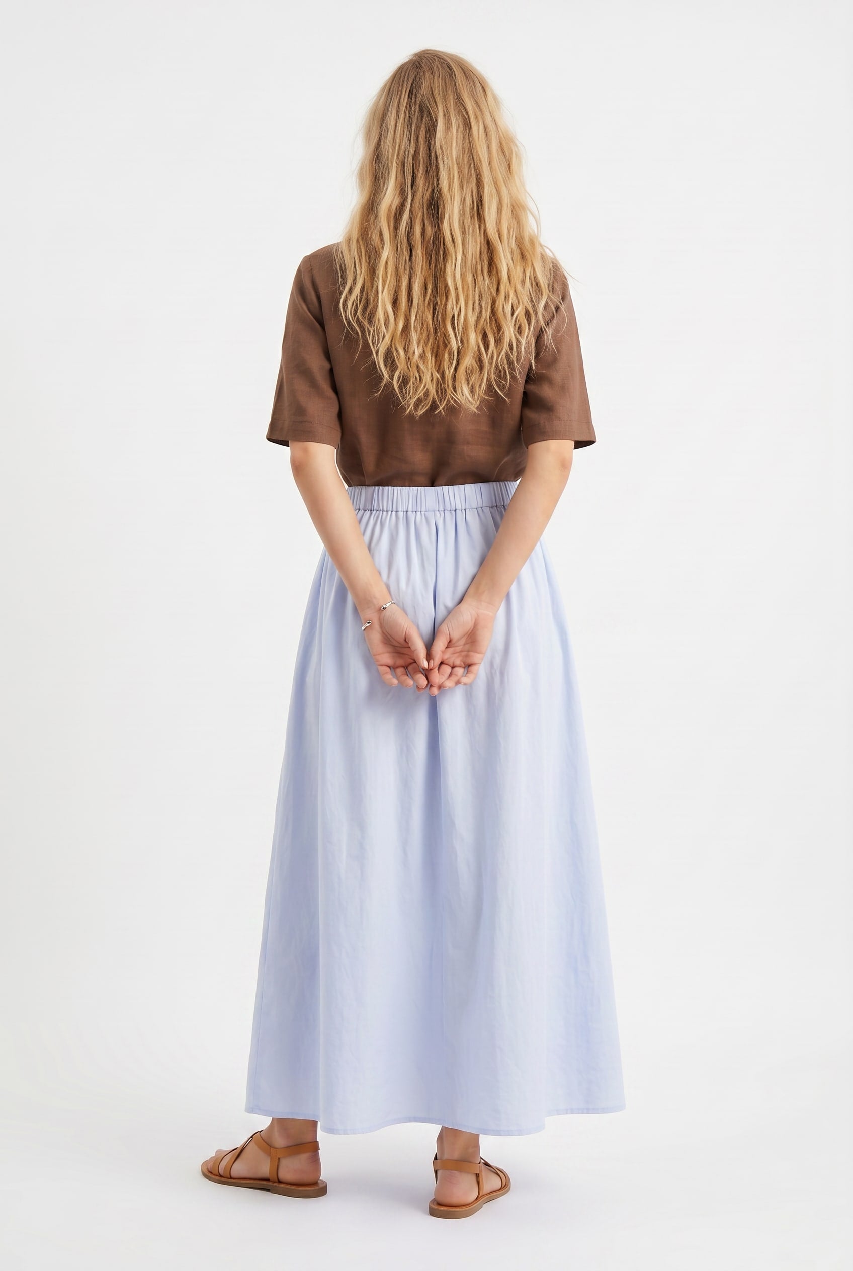 Sky Blue Linen Maxi Skirt