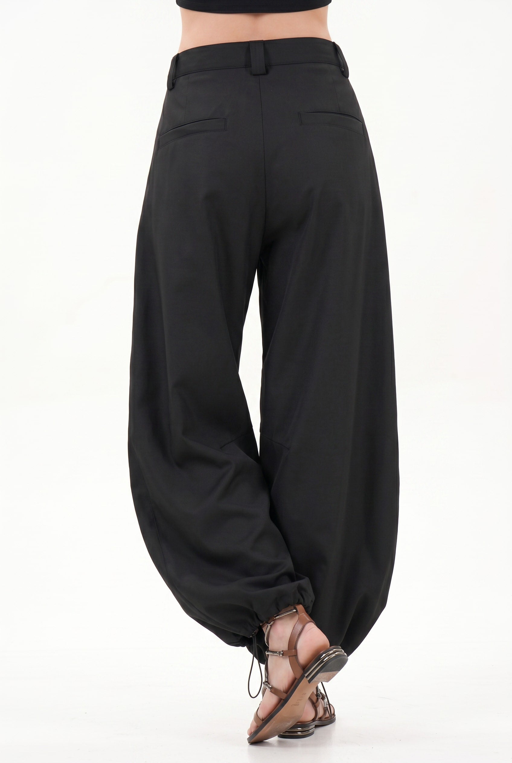 Black Wide Leg Balloon Trousers
