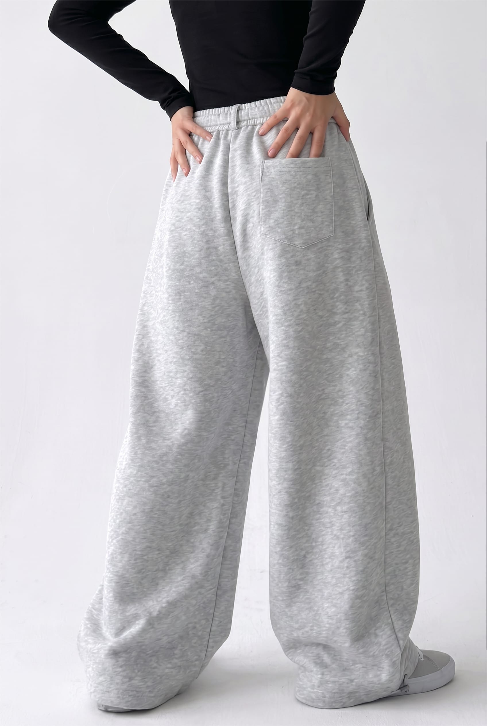 Grey Wide Leg Jogger Trousers
