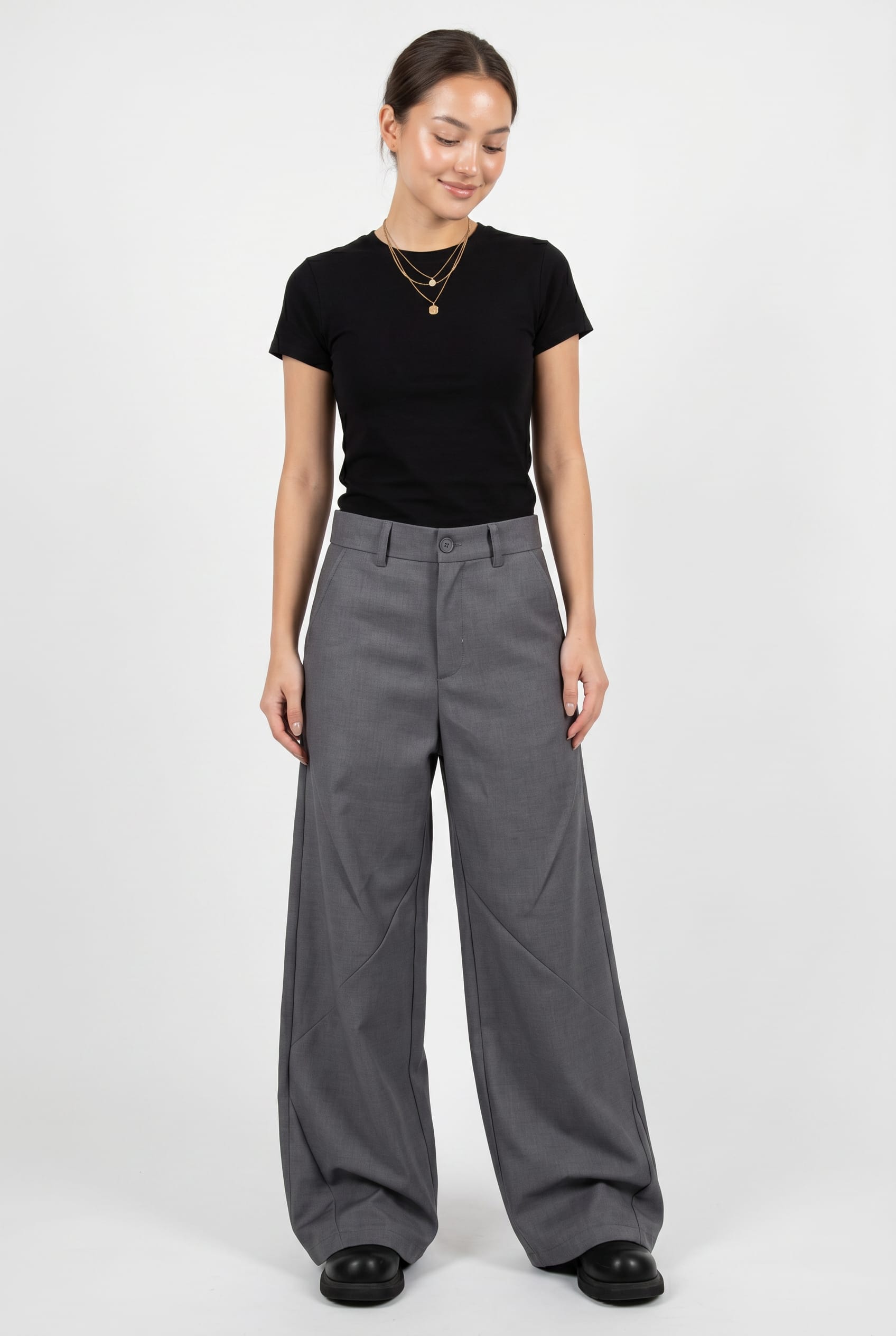 Charcoal Grey Wide Leg Trousers