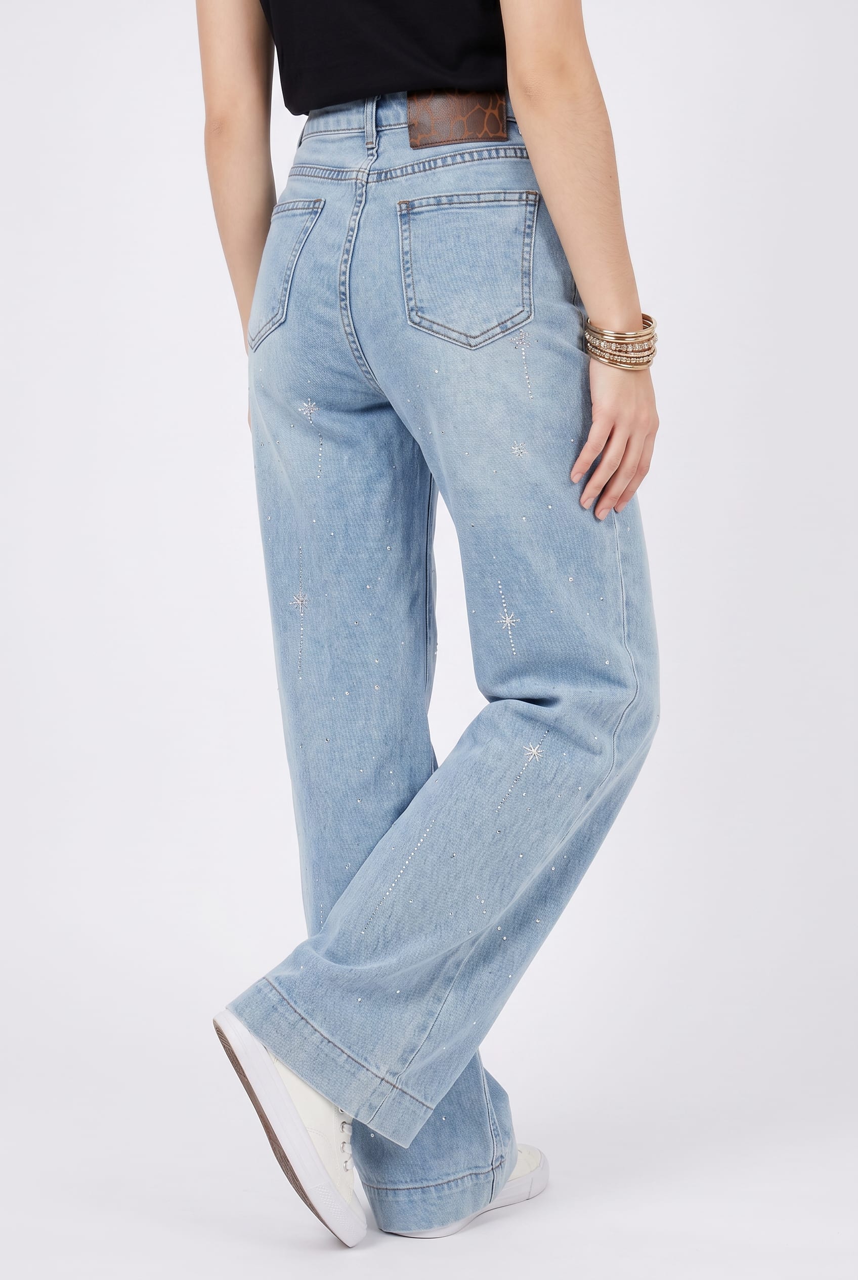Light Blue Paint Splatter Wide Leg Jeans