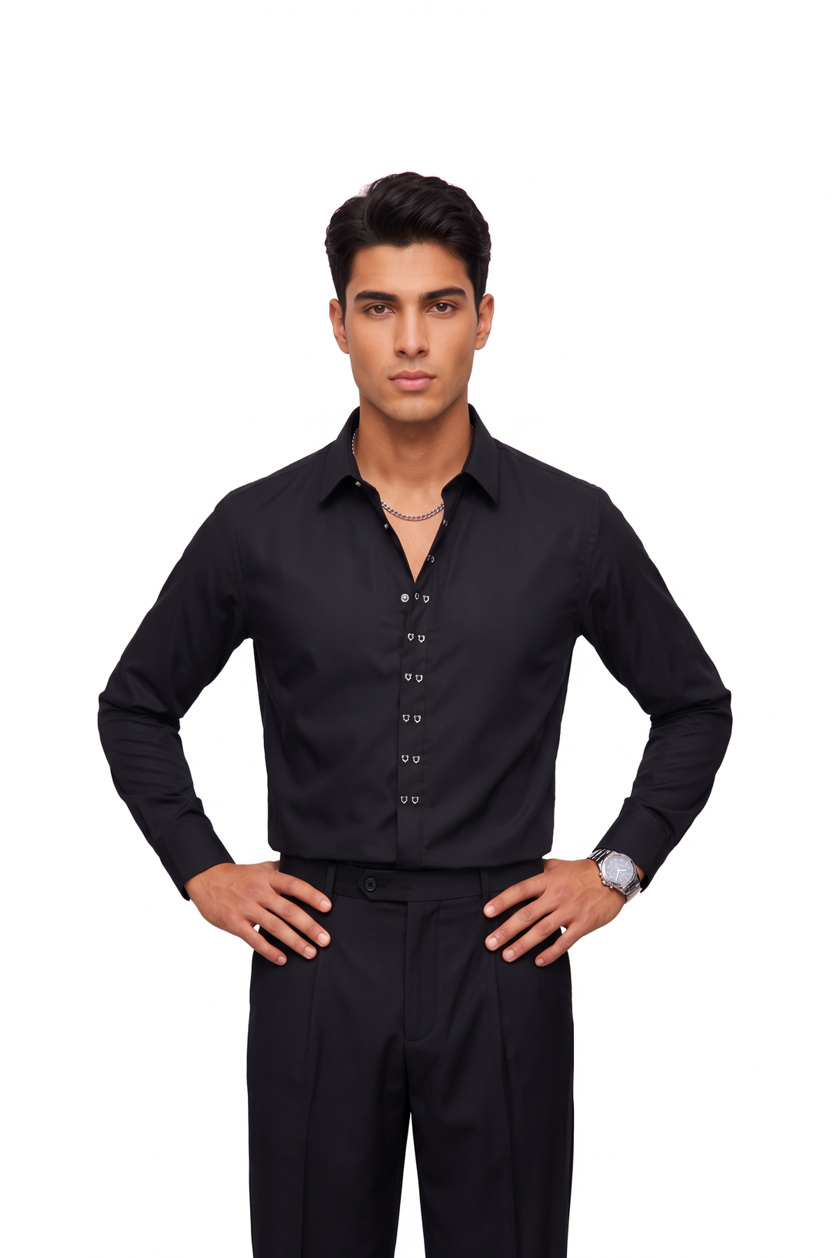 Club Night Regular Fit Long Sleeve Black Shirt