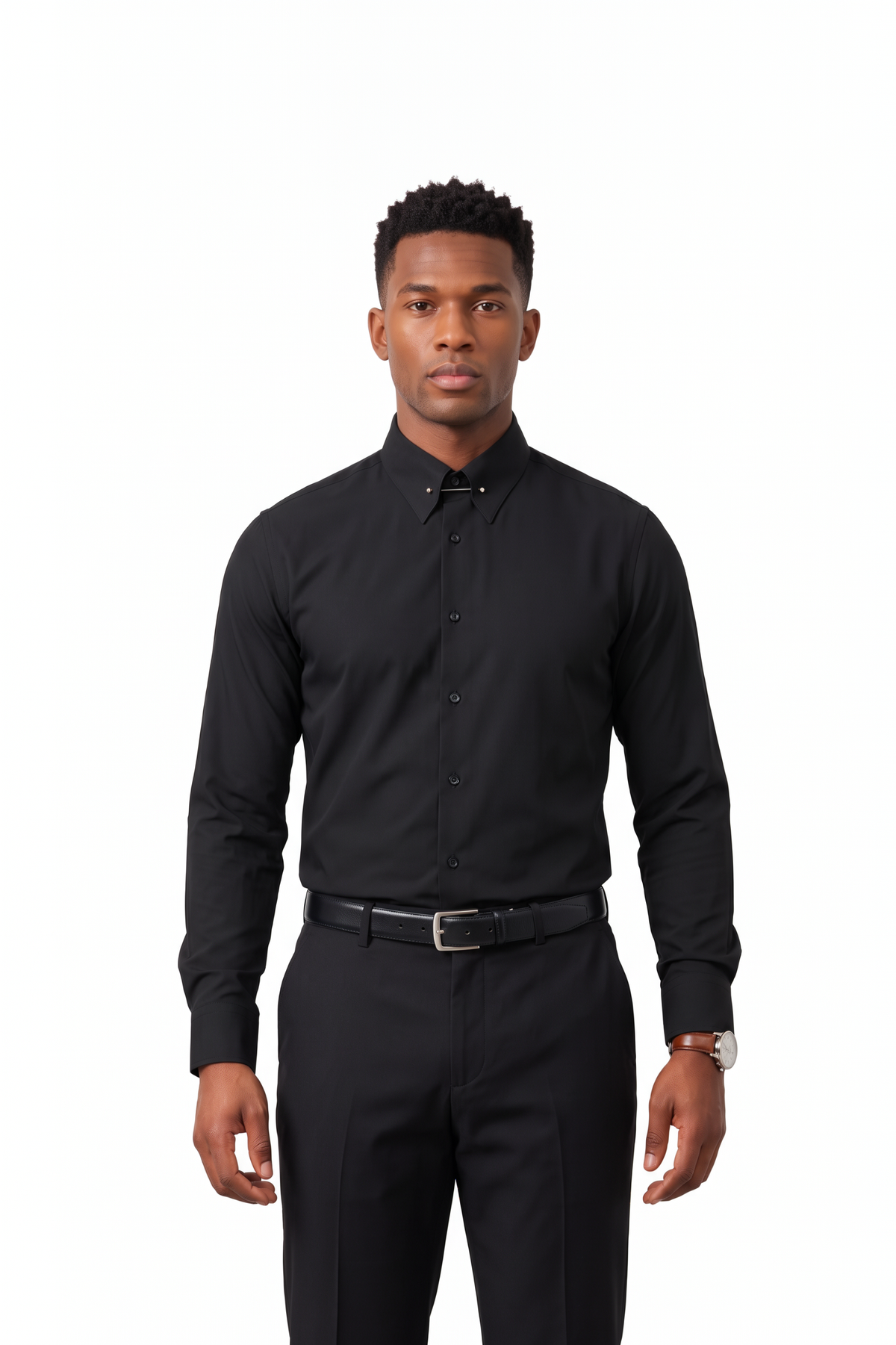 Festive Regular Fit Long Sleeve Black Shirt