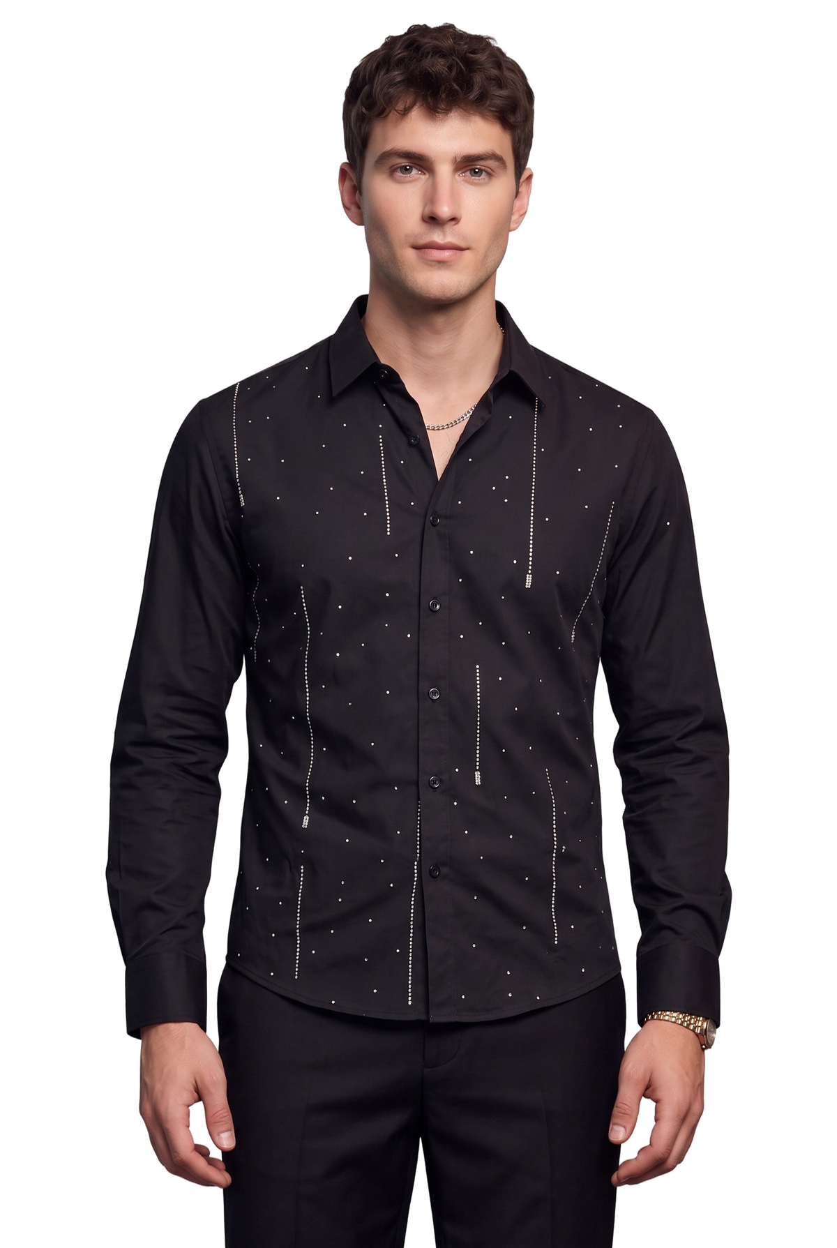 Cocktail Regular Fit Long Sleeve Black Shirt