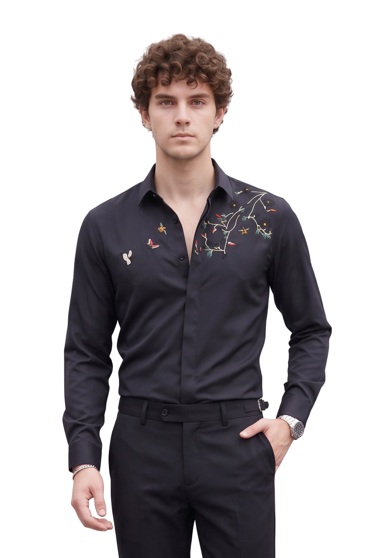 Going Out Regular Fit Long Sleeve Black Shirt
