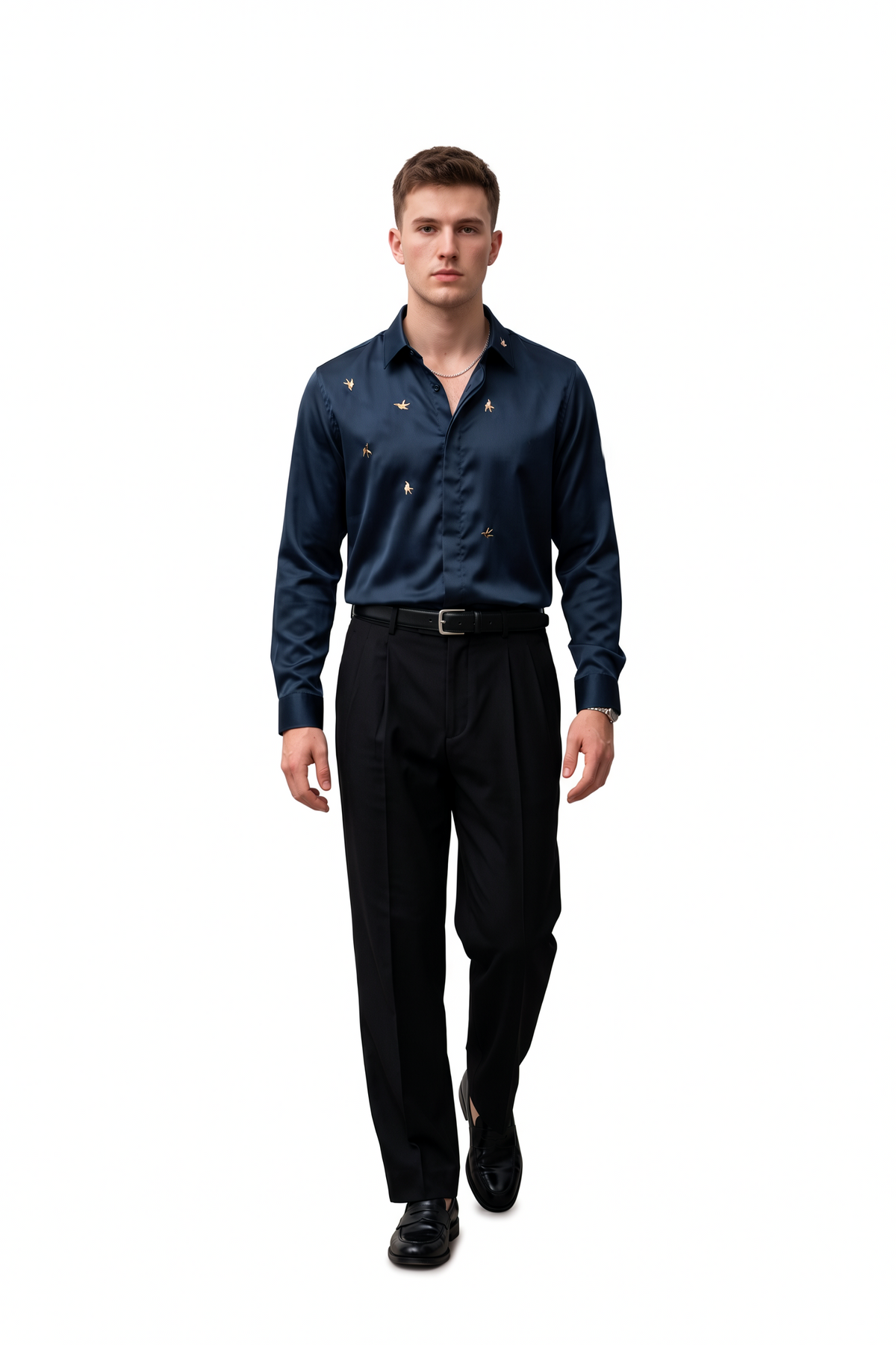 Cocktail Regular Fit Long Sleeve Blue Shirt