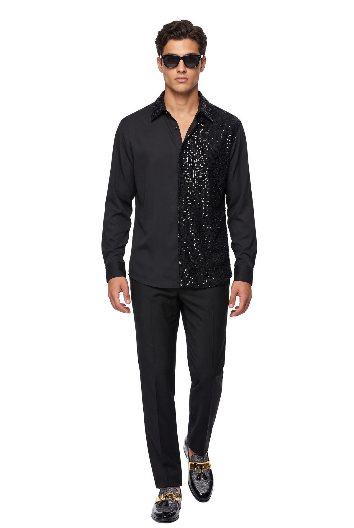 Party Regular Fit Long Sleeve Black Shirt