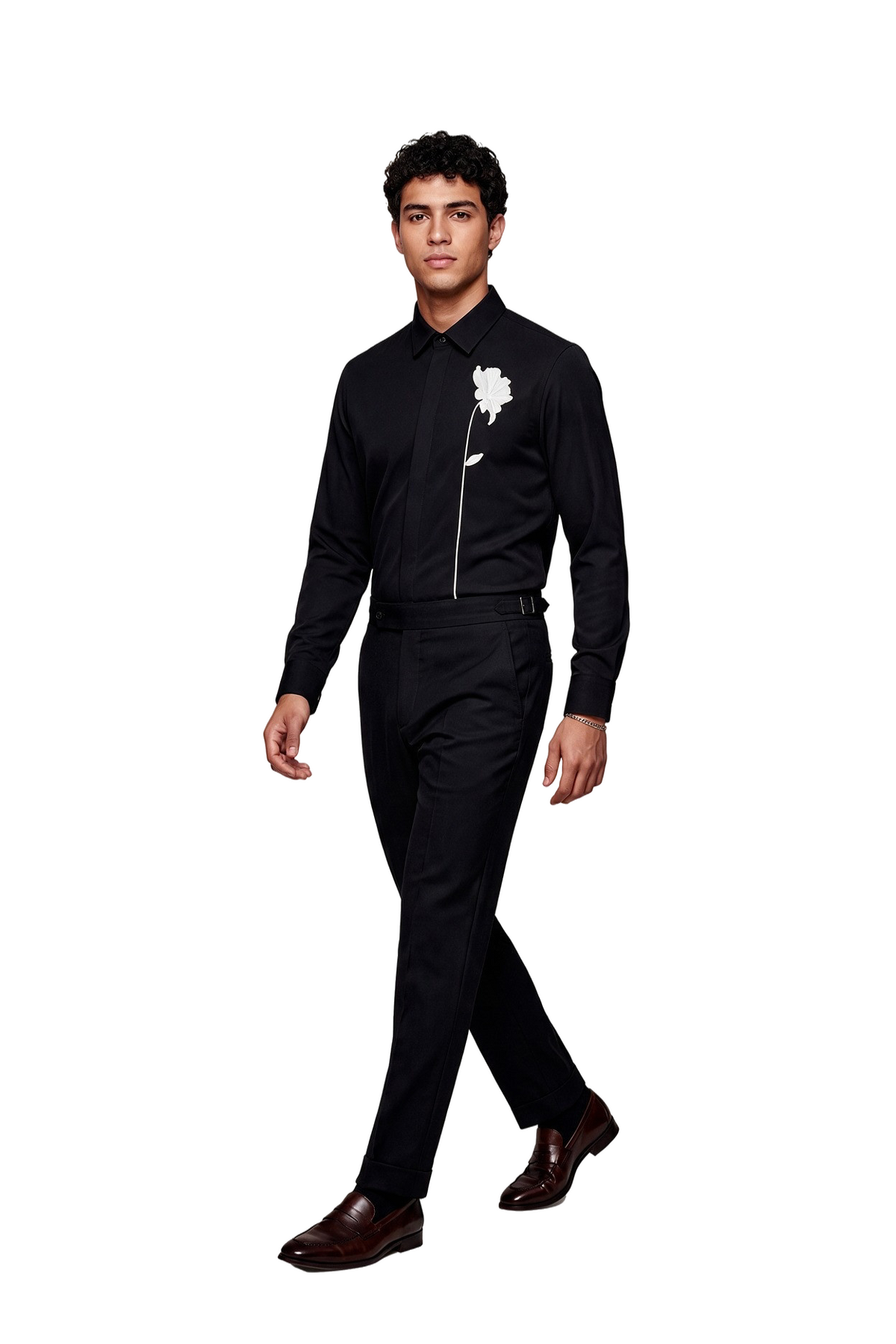 Festive Regular Fit Long Sleeve Black Shirt