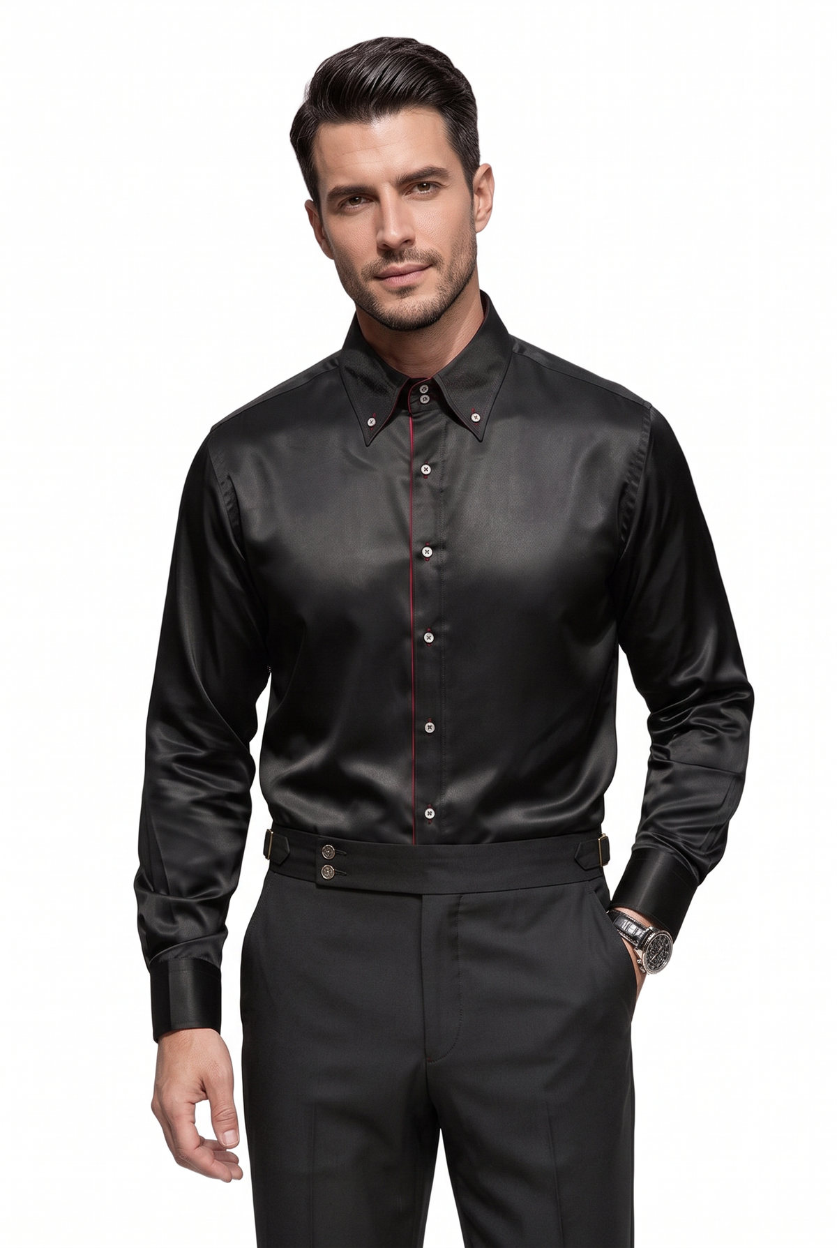 Dance Floor Regular Fit Long Sleeve Black Shirt