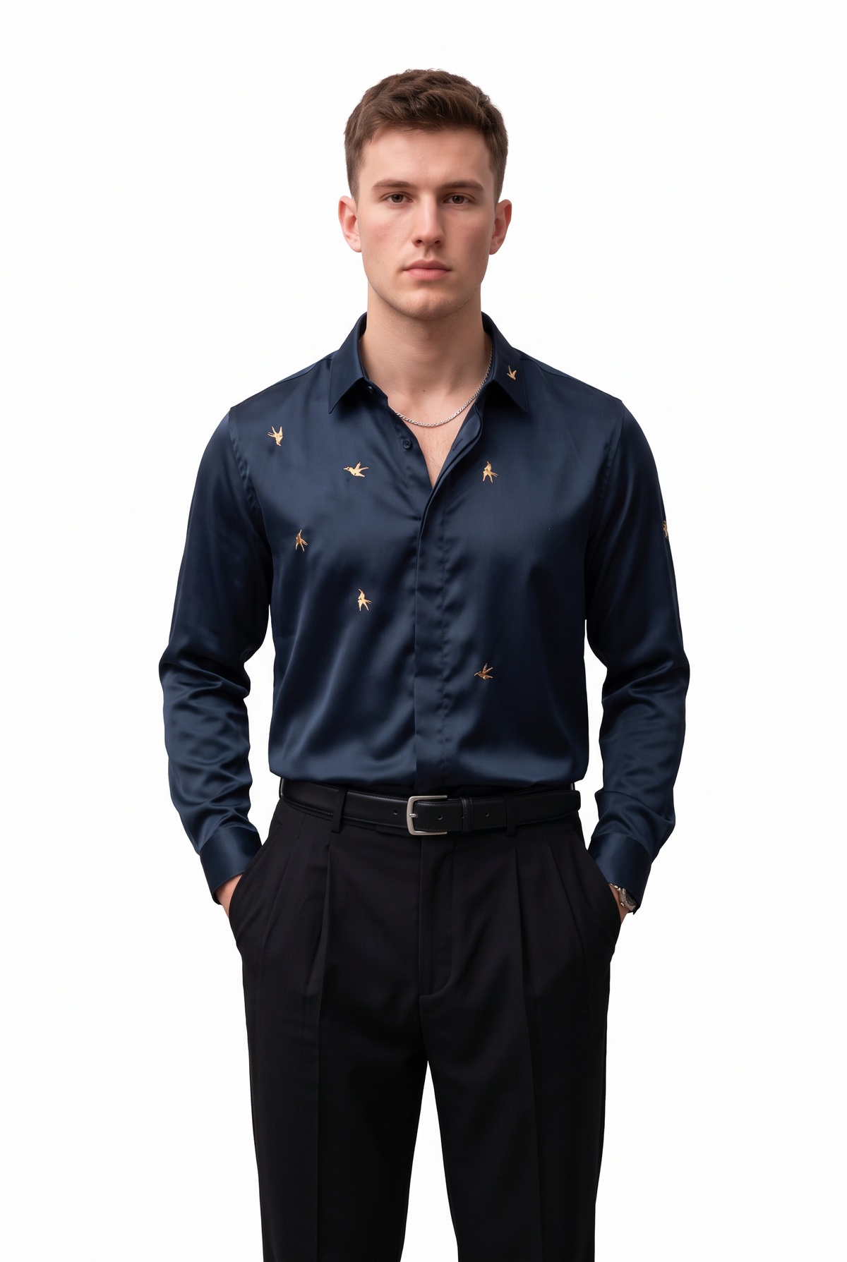 Cocktail Regular Fit Long Sleeve Blue Shirt