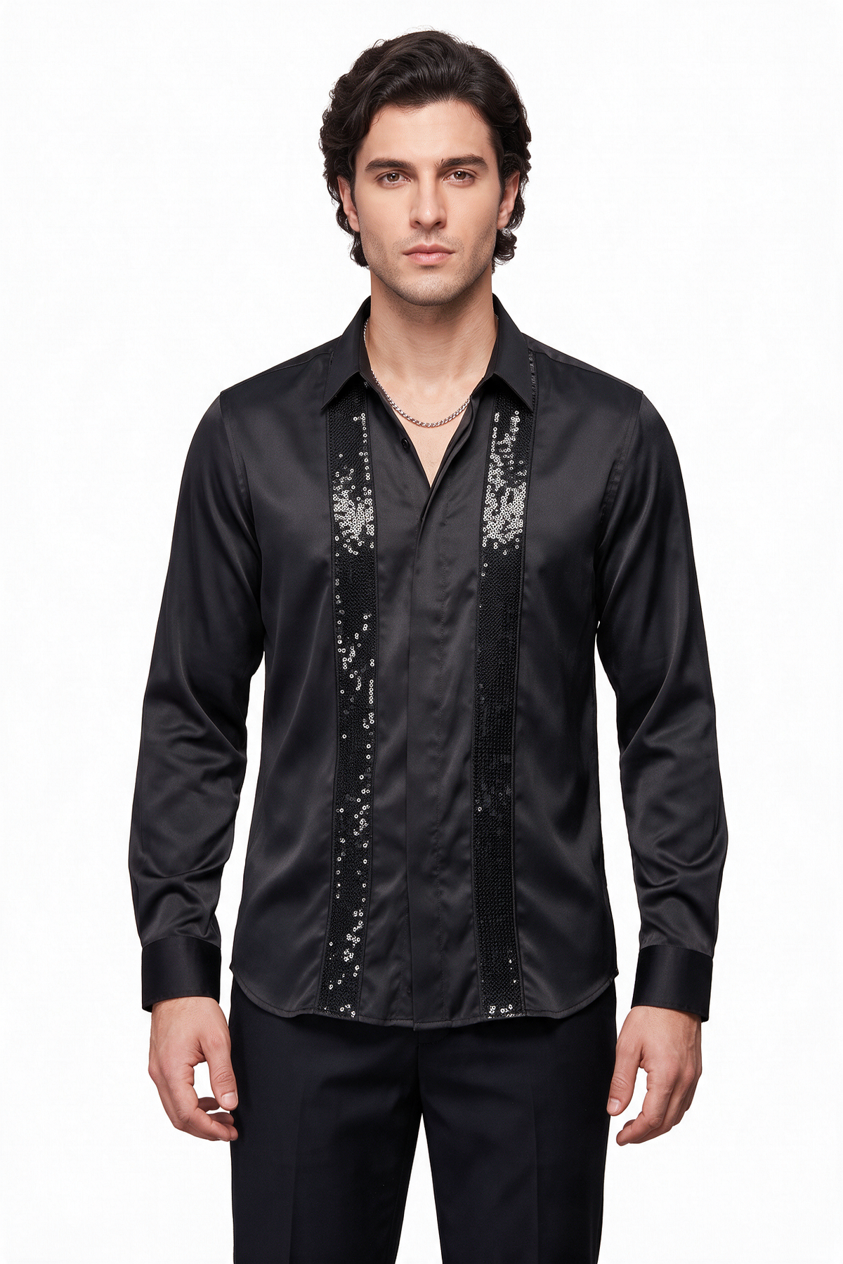 Party Regular Fit Long Sleeve Black Shirt