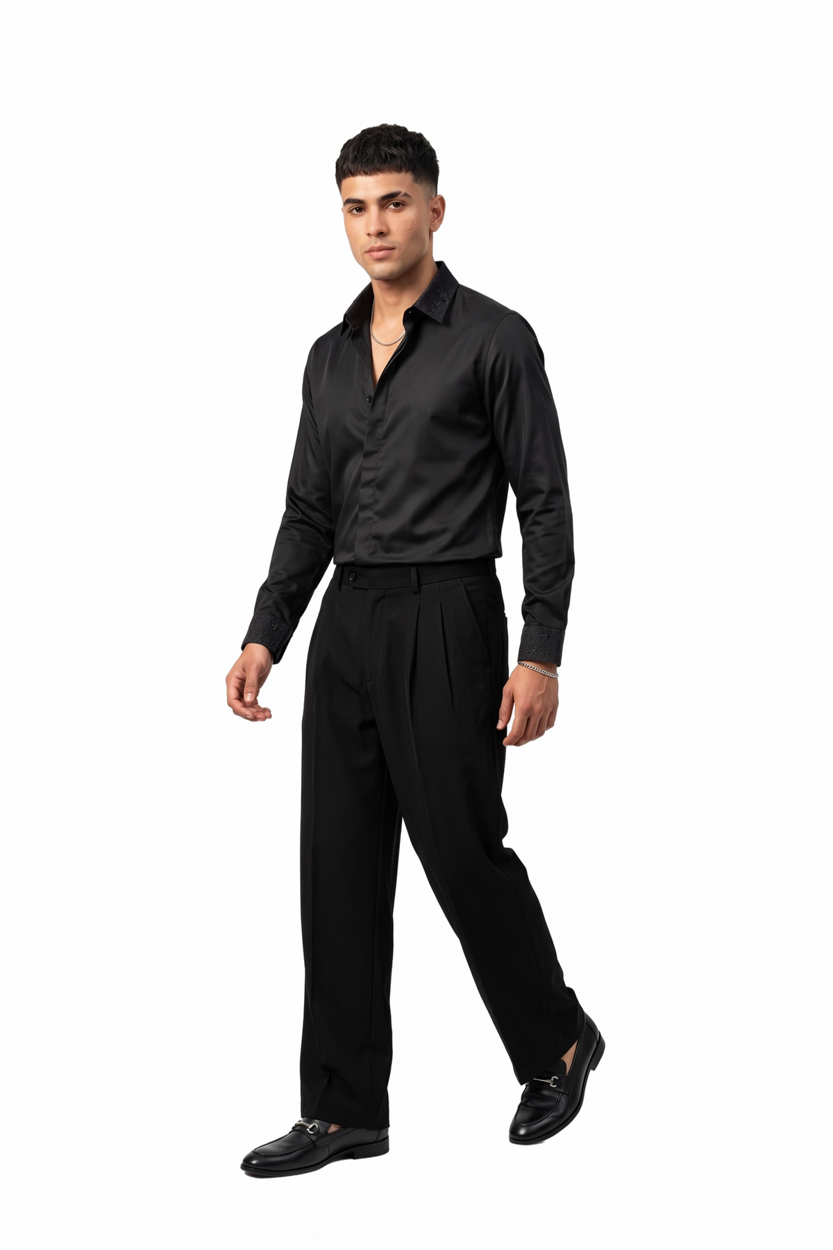 Dance Floor Regular Fit Long Sleeve Black Shirt