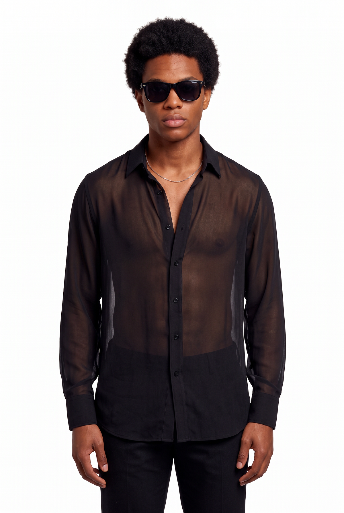 Festive Regular Fit Long Sleeve Black Shirt
