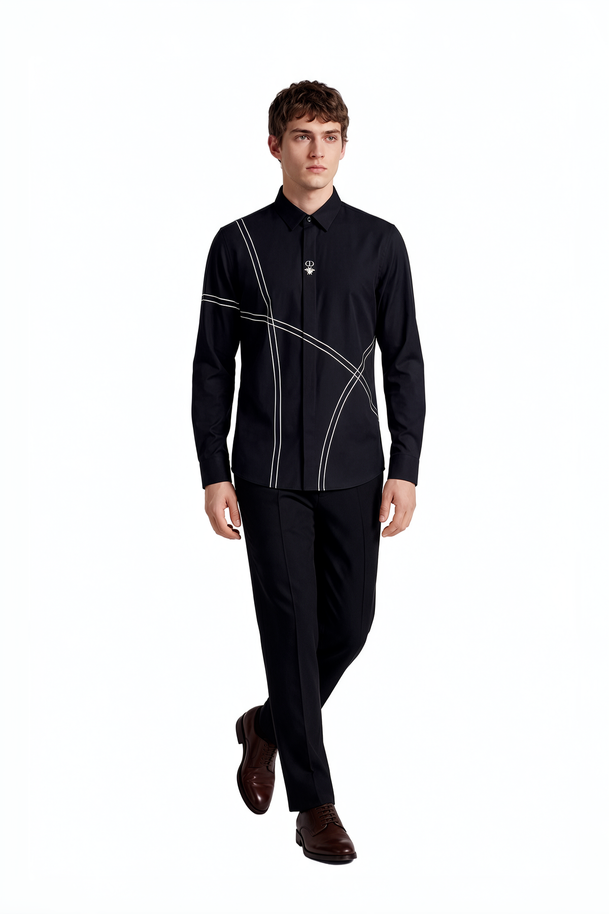 Club Night Regular Fit Long Sleeve Black Shirt