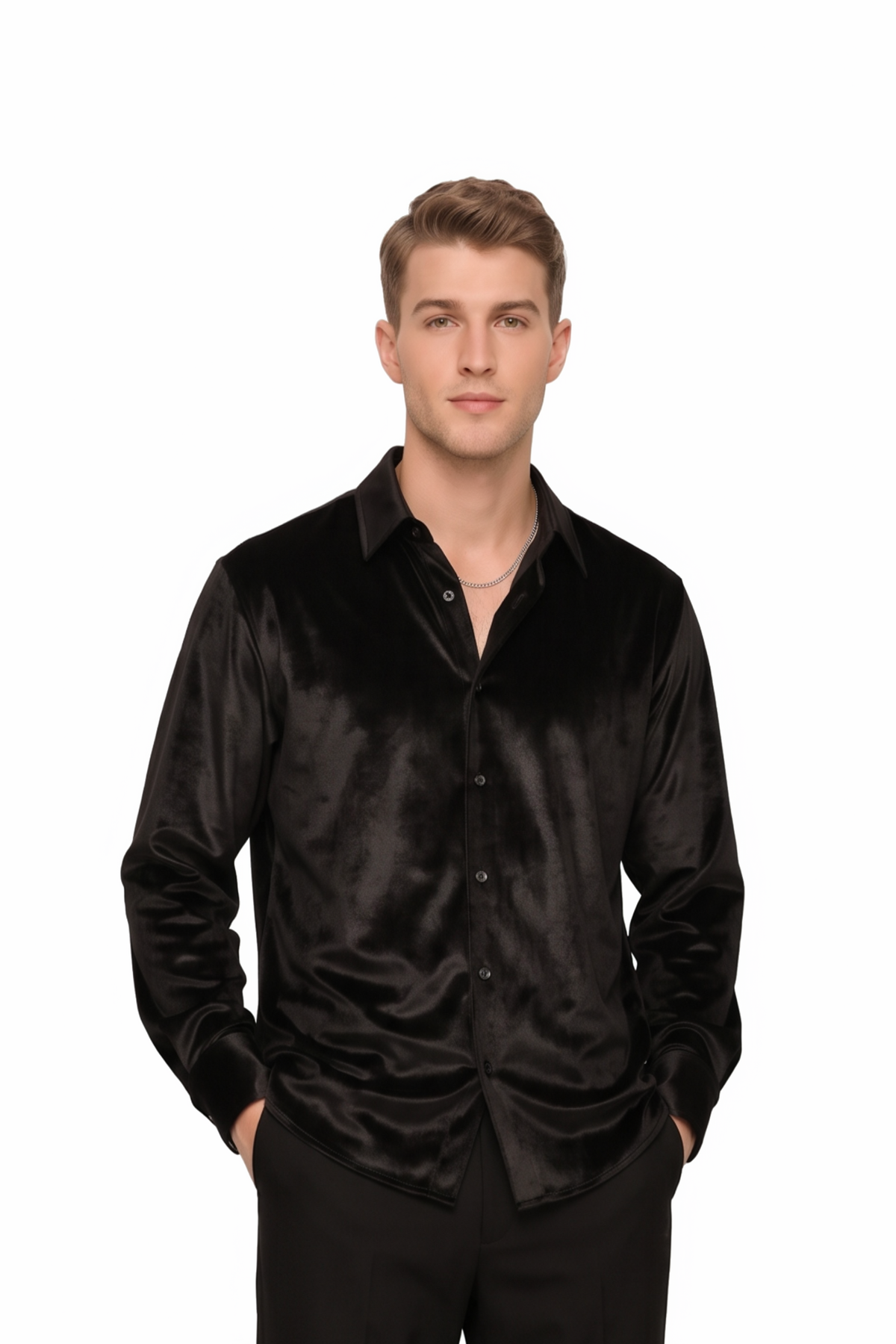 Night Out Oversize Fit Long Sleeve Black Shirt