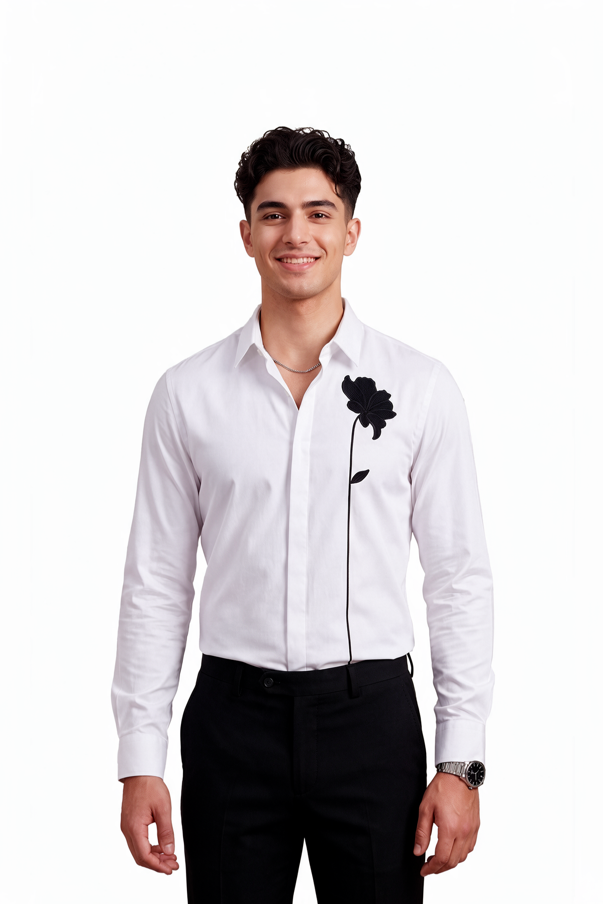 Cocktail Regular Fit Long Sleeve White Shirt
