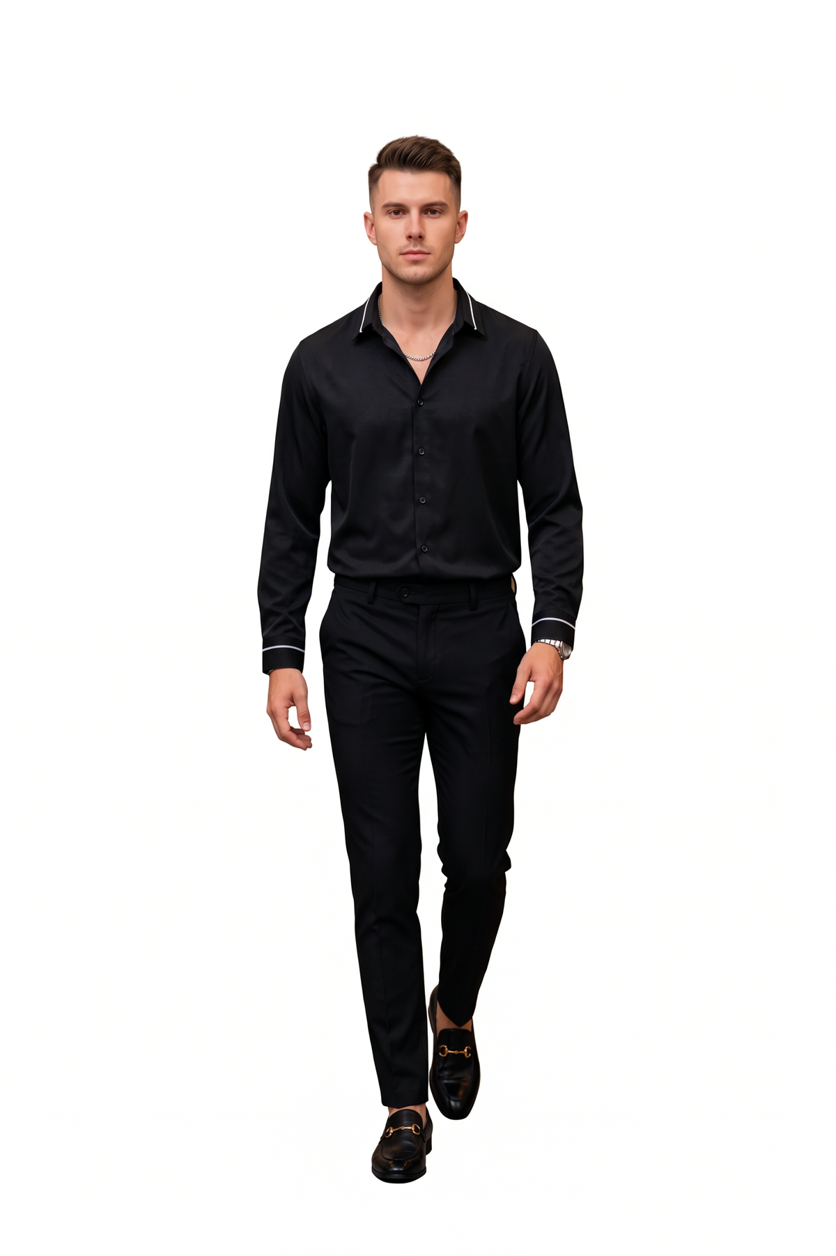 Party Regular Fit Long Sleeve Black Shirt