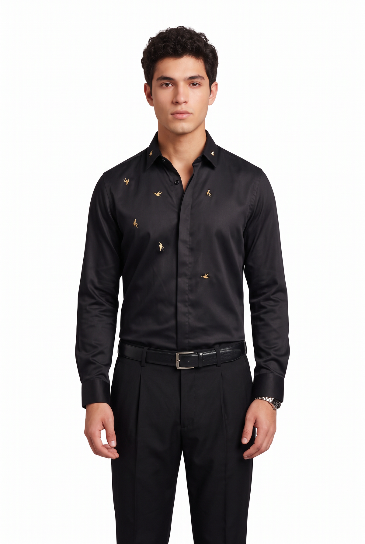Night Out Regular Fit Long Sleeve Black Shirt