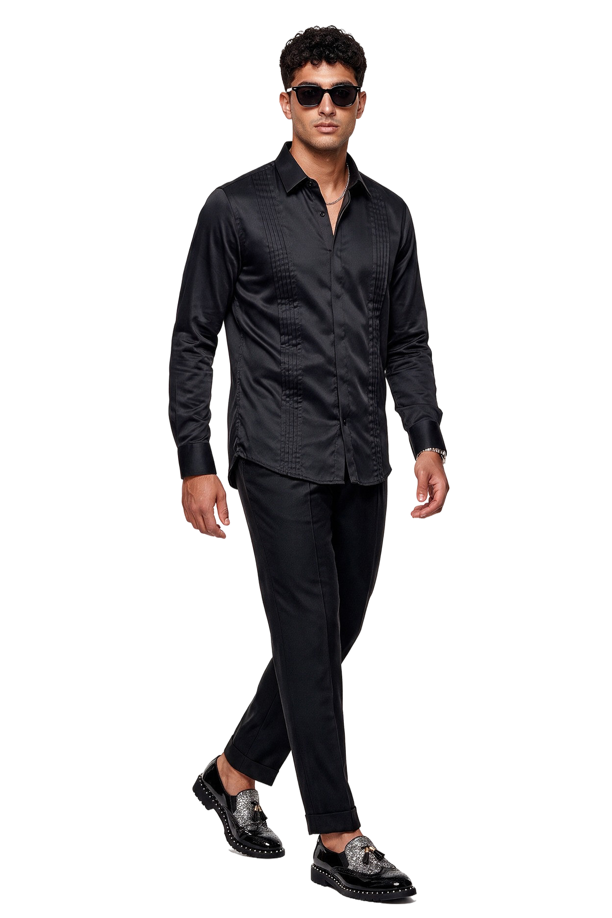 Dance Floor Regular Fit Long Sleeve Black Shirt