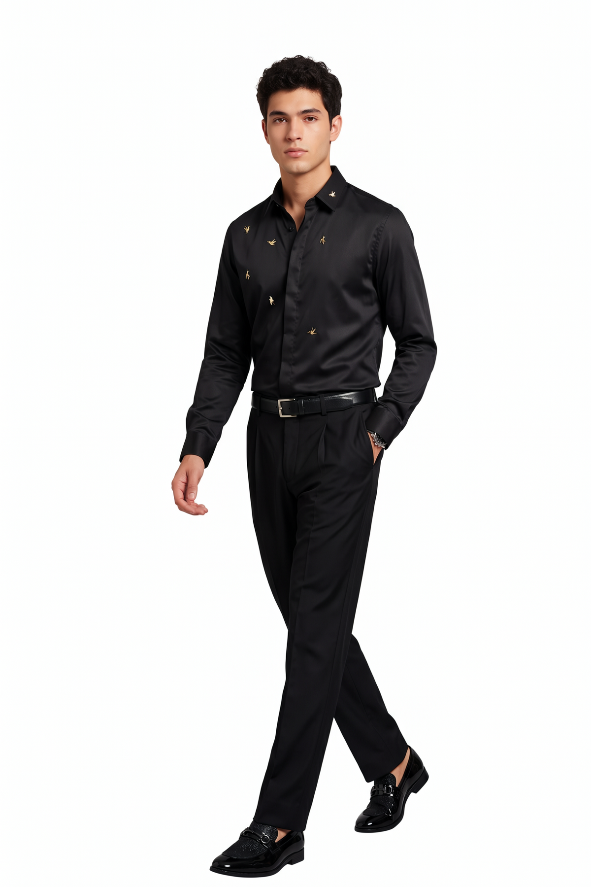 Night Out Regular Fit Long Sleeve Black Shirt
