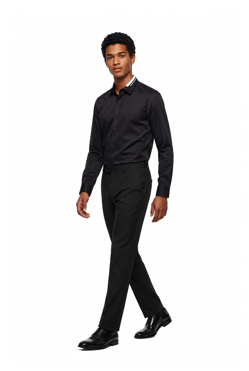 Dance Floor Regular Fit Long Sleeve Black Shirt