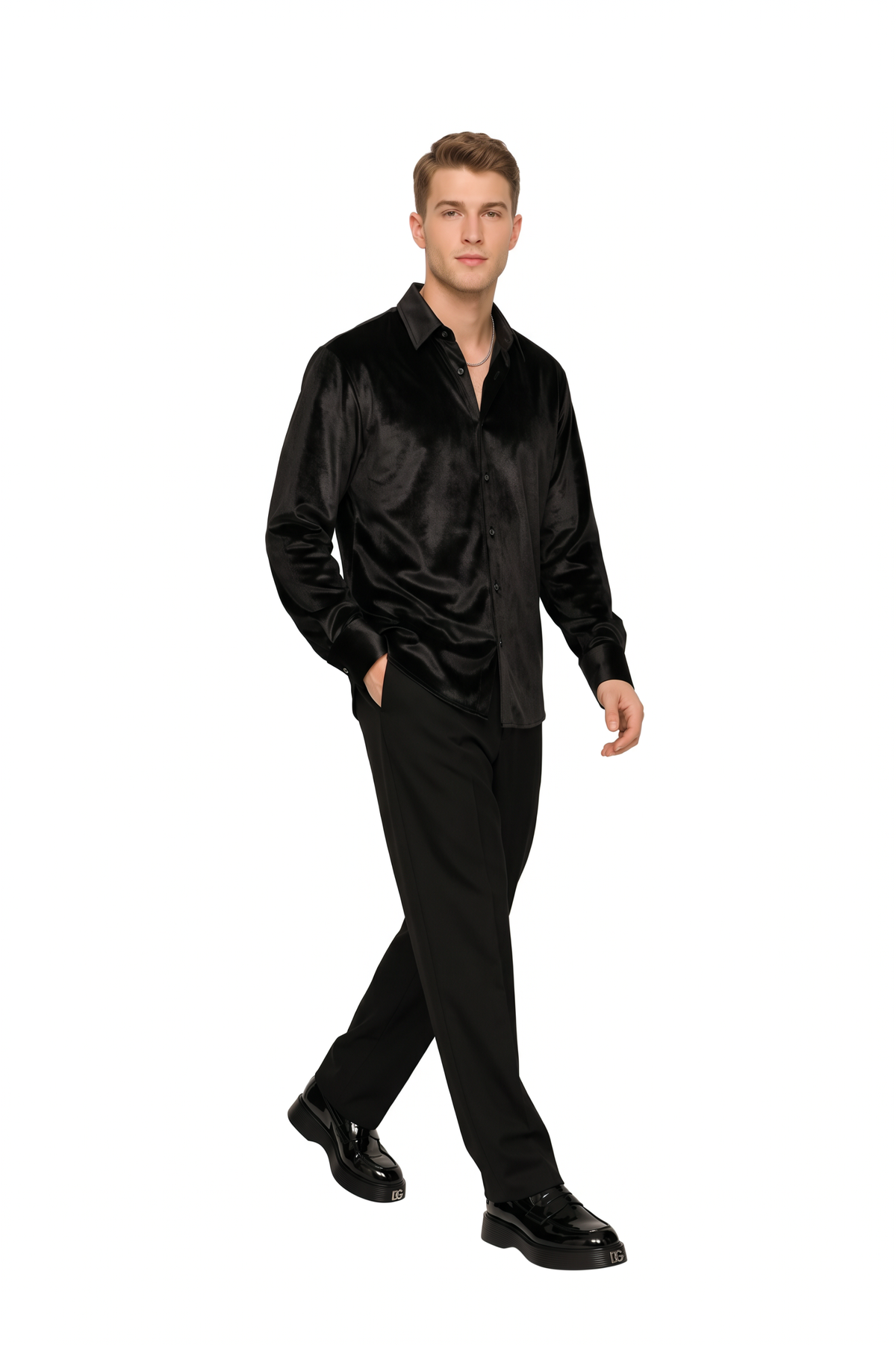 Night Out Oversize Fit Long Sleeve Black Shirt